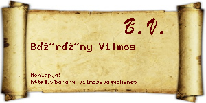 Bárány Vilmos névjegykártya